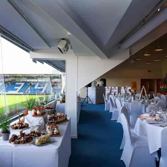 Noel Cantwell Suite with pitch views for corporate events and banquet dining.