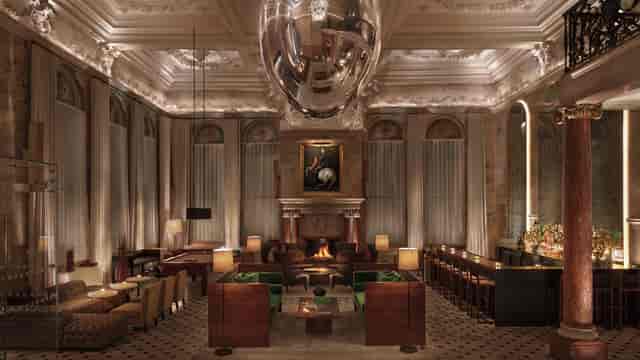 Luxury Palm Court Lounge in Royal Adelaide Hotel for VIP receptions and executive networking.