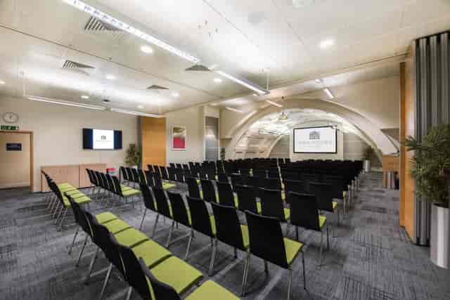 Modern conference room with ergonomic chairs for low-impact workshops at BMA House.