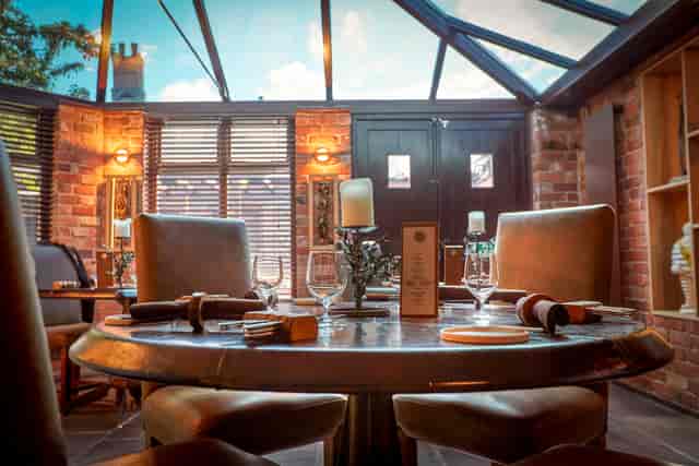 Elegant Tasting Room at Sat Bains, ideal for intimate gatherings and networking events.