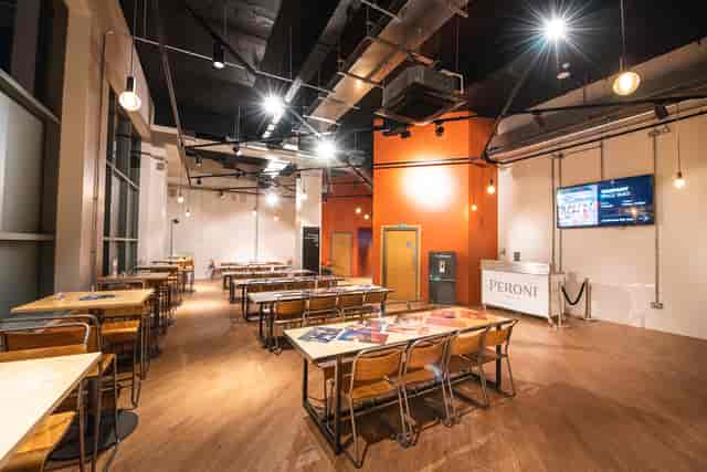 Modern event space at Metronome with industrial design for meetings and gatherings.