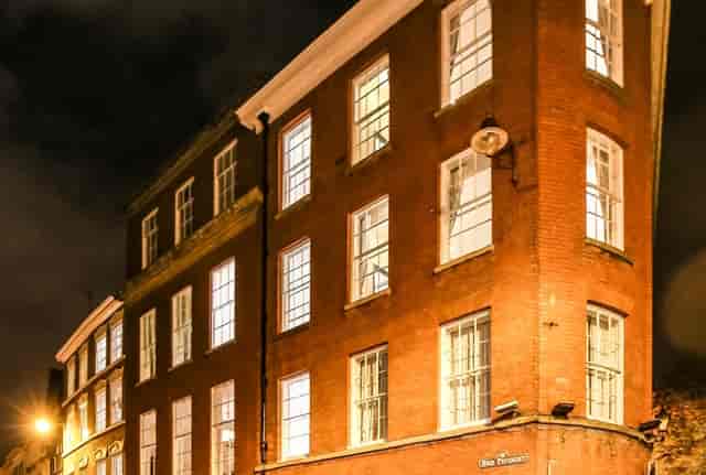 Charming brick venue at Lace Market Hotel, ideal for evening events and gatherings.