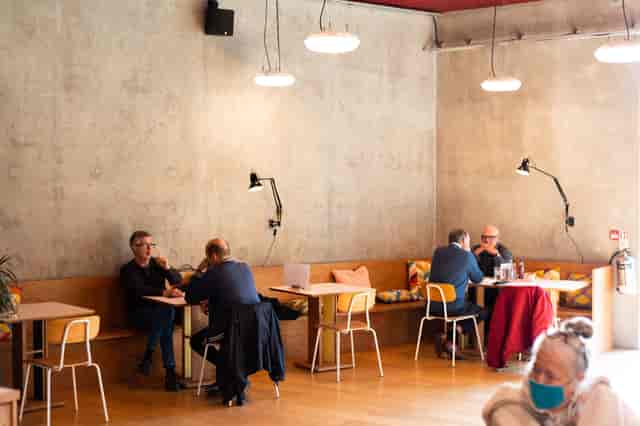 Modern café at Nottingham Contemporary, cozy seating for networking and events.