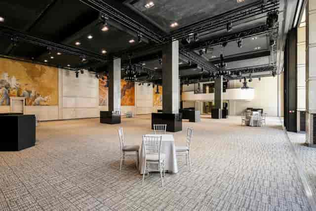 Spacious event venue in The Palais Nottingham with high ceilings for conferences and gala dinners.