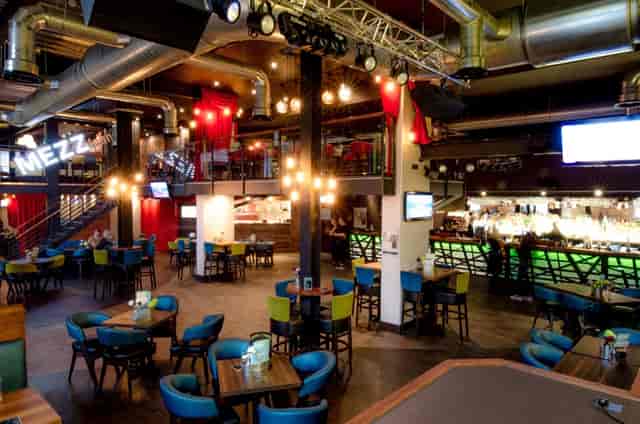 Saltbox Bar at Motorpoint Arena: vibrant seating for versatile events and gatherings.