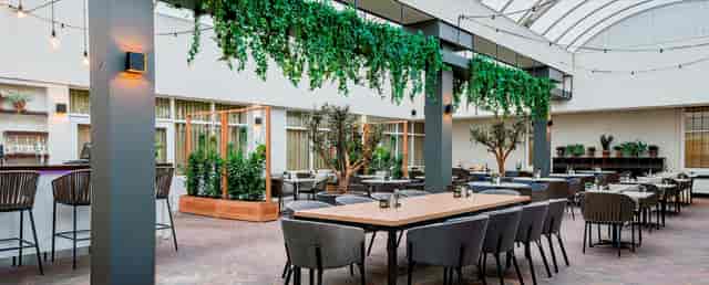 Modern conference space with natural light and greenery for events in NH Eindhoven.