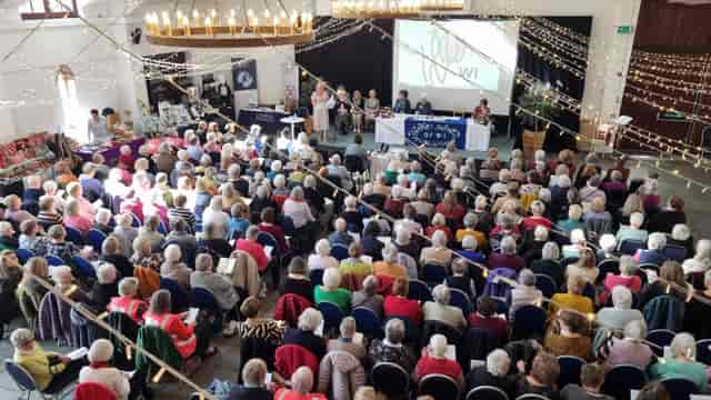 Worton Hall event, string lights, conference, presentation