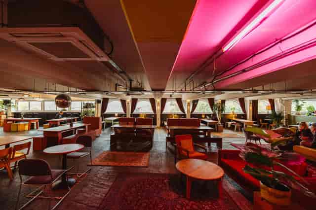 Industrial-chic event space, MULTI STORY, flexible seating, creative workshops, networking