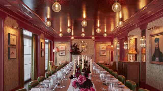 Lucky 8 Hotel private dining, jewel tones, board meeting event