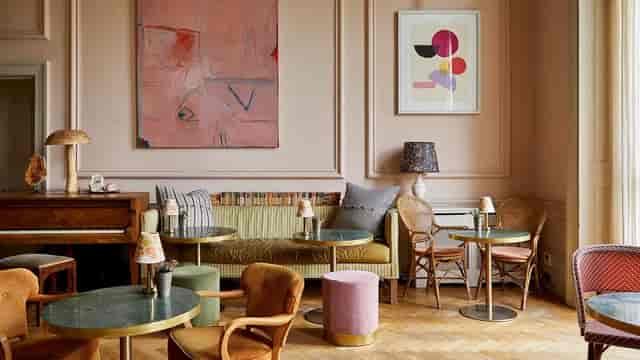 Chic bohemian hotel bar reception networking event