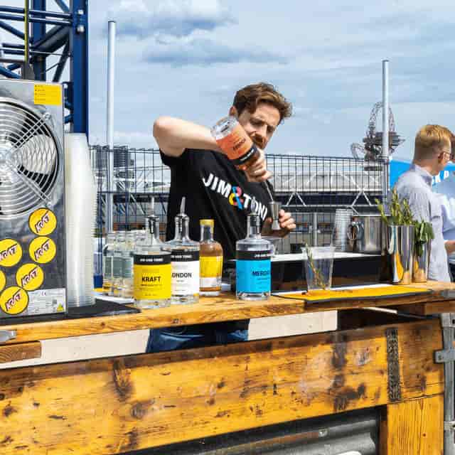 Outdoor bar event, dry hire, brand activation.