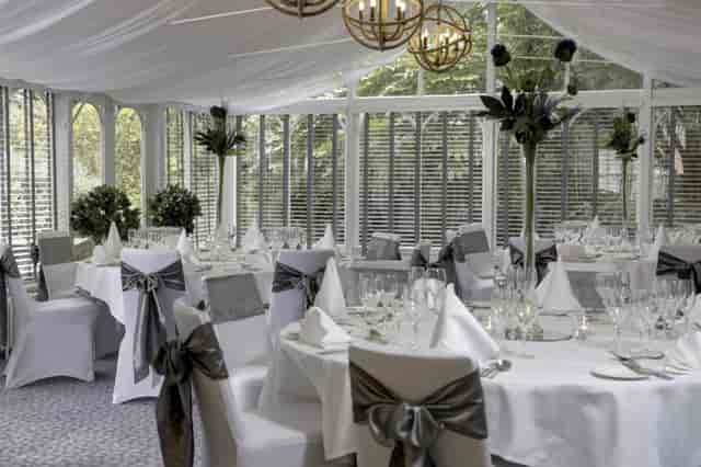 Edinburgh wedding banquet, elegant floral table settings