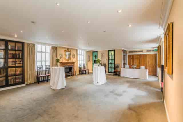 Livery Hall event space featuring cocktail tables, ideal for networking mixers and receptions.
