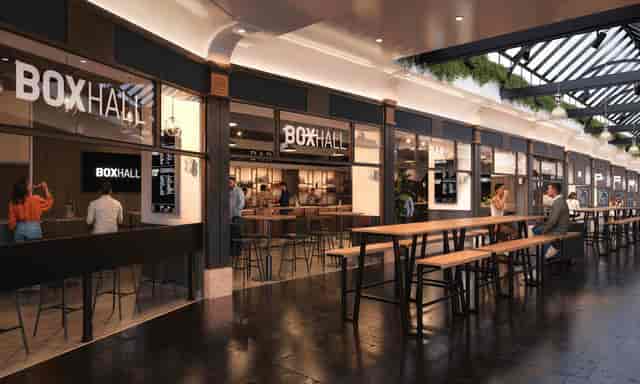 Industrial-chic BOXHALL City Ticket Hall for networking events and brand activations.