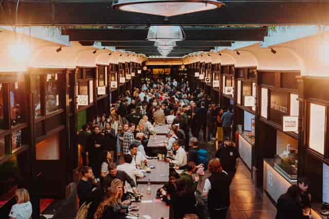 BOXHALL City venue hire: linear industrial hall for networking mixers and corporate receptions.