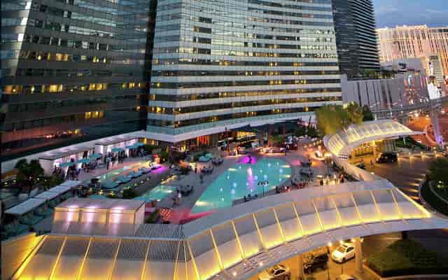 Rafael 1 at Vdara Hotel Las Vegas: luxury corporate event space with outdoor networking area.