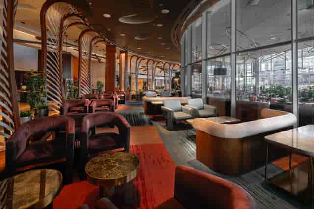 VICE VERSA lounge in Vdara Las Vegas, a contemporary space for VIP networking and cocktail events.