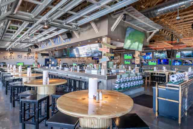Ojos Locos Sports Cantina industrial venue for networking events and sports-themed receptions.