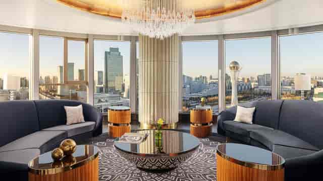 VIP Room at The Ritz-Carlton Astana with panoramic city views for executive networking and meetings.