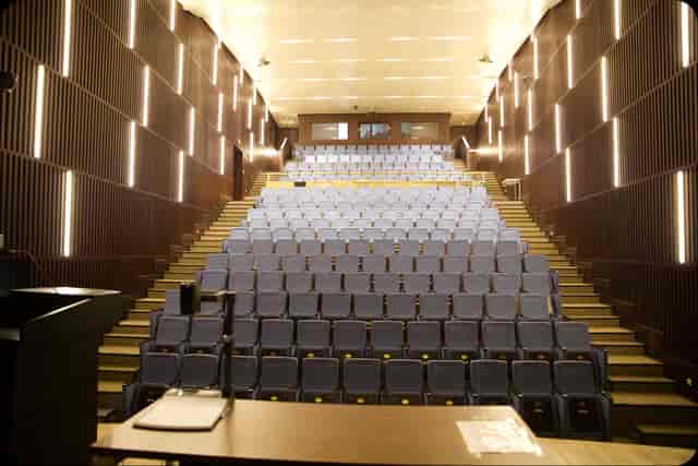 Modern auditorium at Nazarbayev University Convention Center for keynote lectures and events.