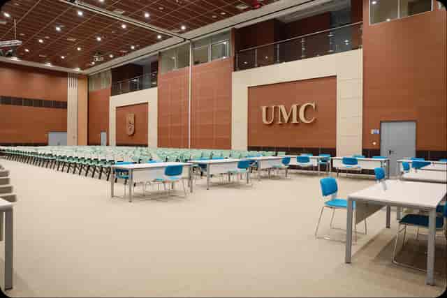 Main Hall classroom at Nazarbayev University Convention Center for academic lectures and training.