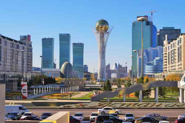 Baiterek Tower event hall with modern architecture for international conferences and corporate events.