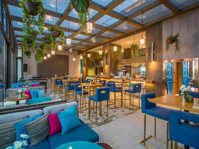Garage 1 event space at The Social House Nairobi with biophilic design for networking and cocktails.