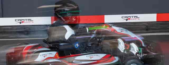 Indoor go-karting track at Capital Karts Star City for corporate team building events.