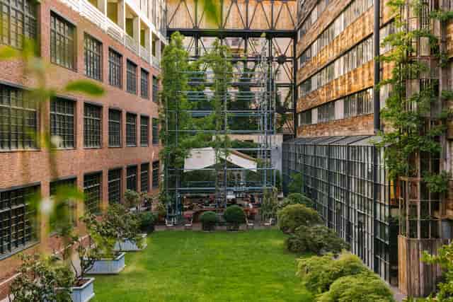 Central Room courtyard in Rooms Hotel Tbilisi, industrial chic venue for corporate networking events.