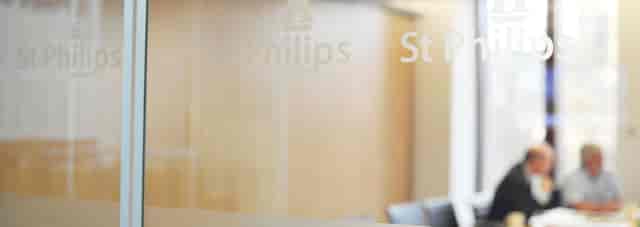 St Philips Chambers conference suite with branded glass for professional corporate meetings.