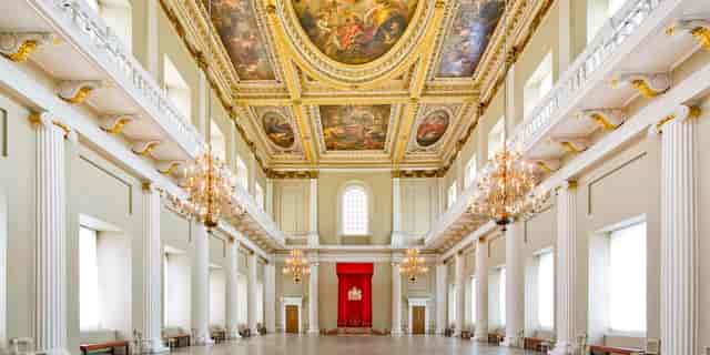Grand Palais ballroom with ornate architecture for luxury black-tie galas and formal banquets.