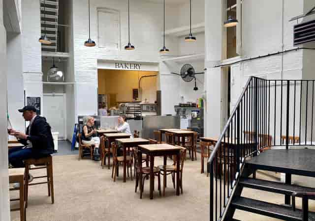 Industrial-chic venue at St. JOHN Bread and Wine for networking mixers and workshops.