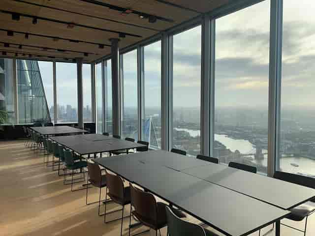 Executive boardroom at The Players' Lounge, One Over the Ait with skyline views for meetings.