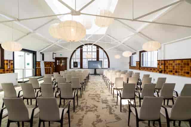 The Camden suite at 30 Euston Square featuring theater-style seating for corporate meetings.