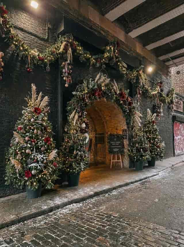 Premium Shoreditch Christmas party venue entrance for corporate holiday events.