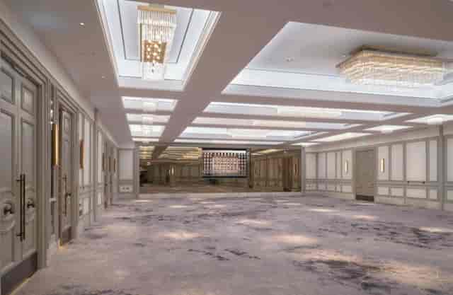 Ballroom at Montcalm Mayfair with crystal chandeliers for luxury weddings and corporate events.