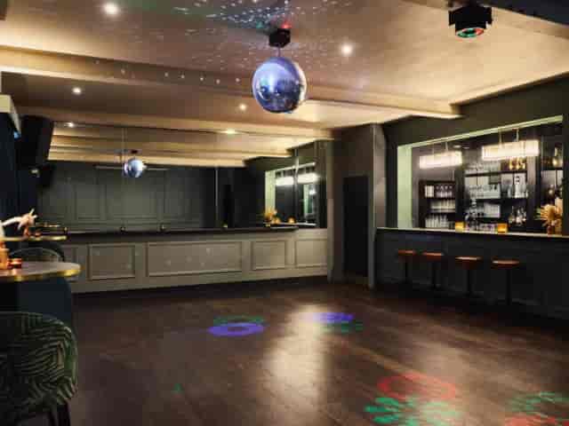 Woolwich event space with bar and disco lighting for private parties and wedding receptions.