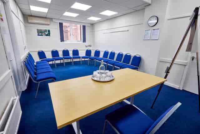 "Rylands Room at St Thomas Centre: circular seating for collaborative meetings and workshops."