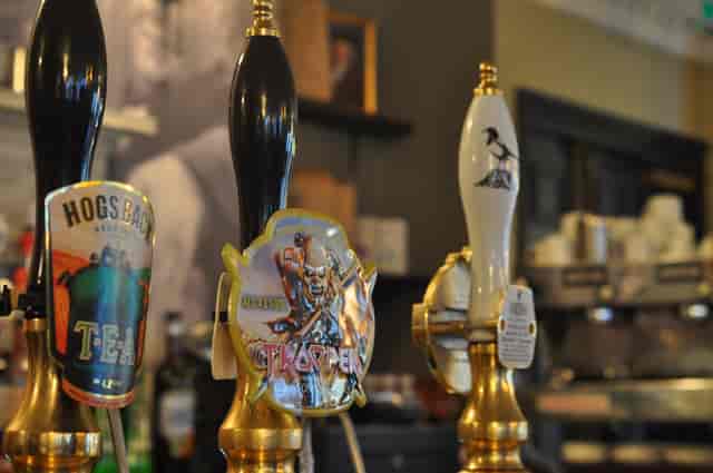 Magpie Bar beer taps showcasing diverse beverage options for events.