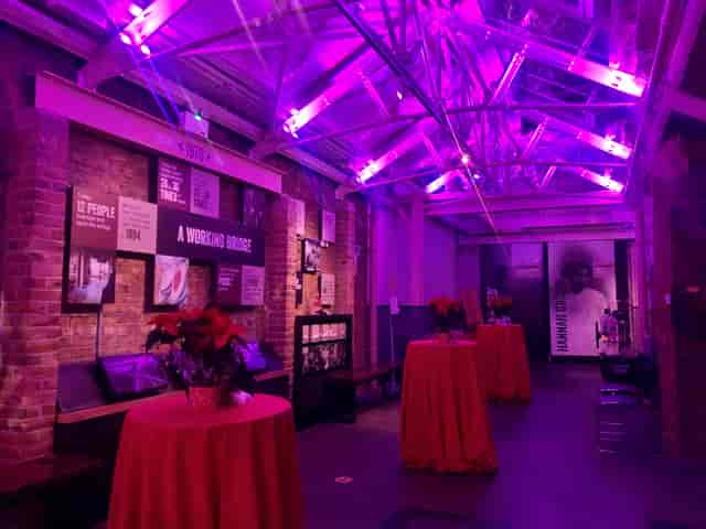 Engine Rooms Tower Bridge with purple lighting, ideal for networking events and receptions.