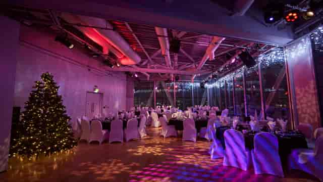 Elegant event space at The Aldridge Studio, perfect for festive gatherings and holiday parties.