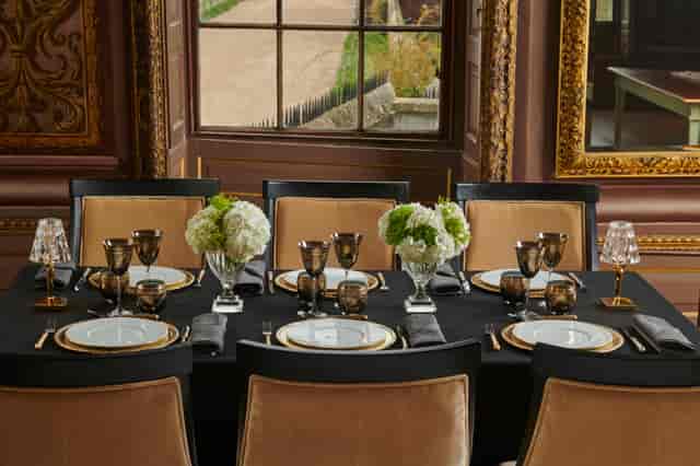 Elegant dining table at Little Banqueting House, Hampton Court Palace for upscale events.