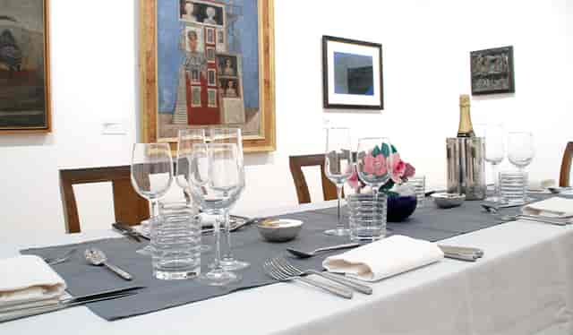 Elegant dining table in Estorick Collection for sophisticated events and corporate dinners.