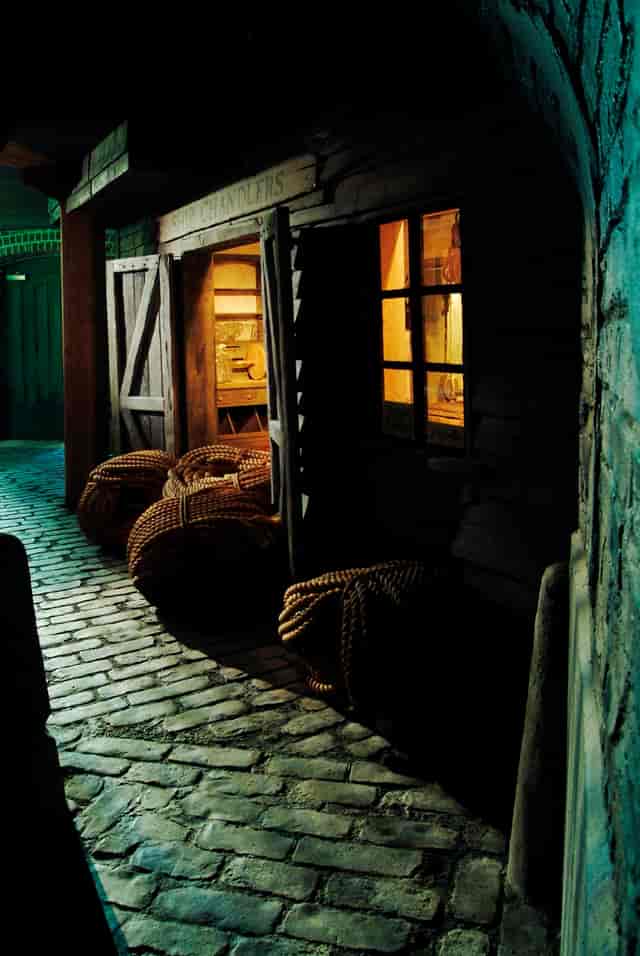 Sailortown Gallery doorway in London Docklands, rustic venue for themed events.