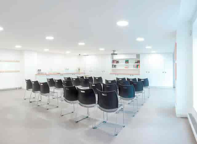 Modern meeting room in Clore Creative Studio, ideal for workshops and presentations.