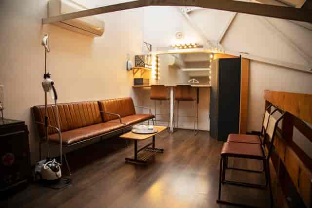 Stylish preparation area in Espero Studio with modern vanity setup for events.