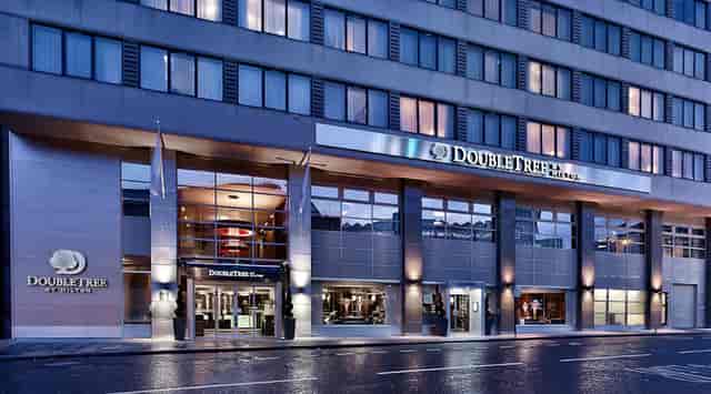 Modern DoubleTree hotel exterior, ideal for corporate meetings and events in Victoria.