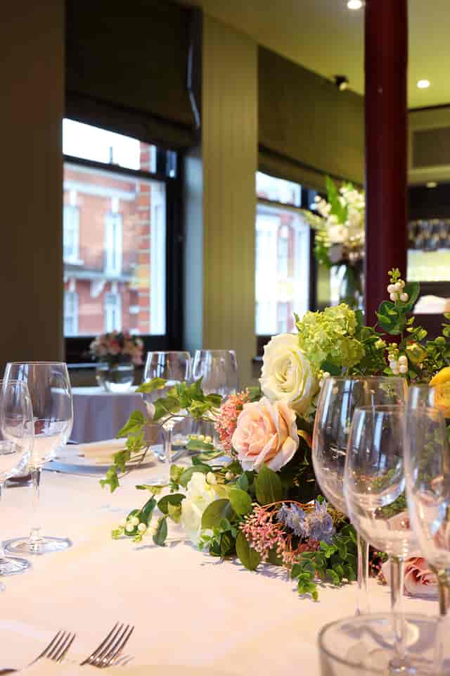 Elegant dining table in Private Dining Room at Albert's, perfect for events and gatherings.