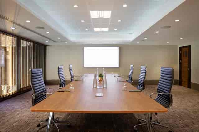 Modern conference room in Leonardo Royal Hotel, ideal for corporate events and meetings.