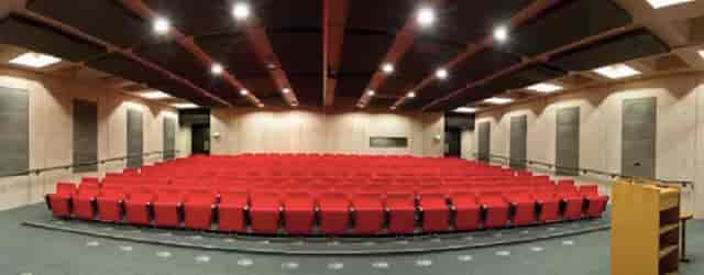 National Cold War Exhibition auditorium with red seating, ideal for events and presentations.